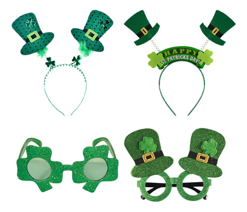 4 Unids St Patricks Day Gafas Diadema Accesorios De