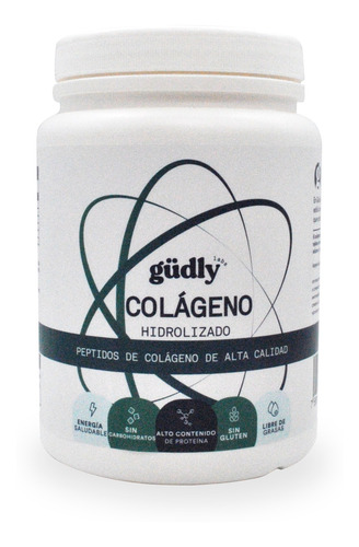 Colágeno Hidrolizado Puro Gudly Labs 1 Kg Péptidos De Colágeno De Alta Calidad 9 Gramos De Proteína Pura Por Porción. 100 Tomas