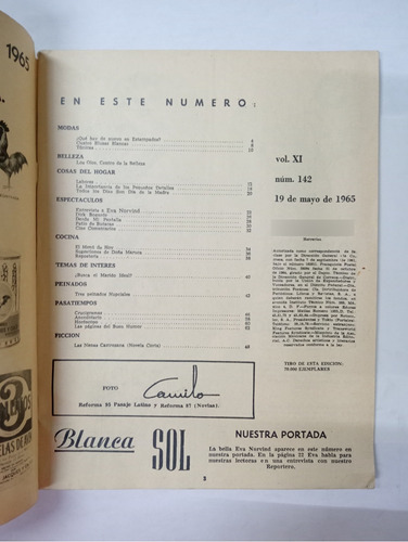Revista Blanca Sol - Vol. Xi, No. 142, Marzo 19 De 1965 (Usado)