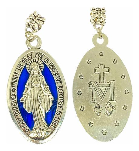 Gran Colgante Medalla Virgen De Los Rayos Milagrosa 6x2,9cm