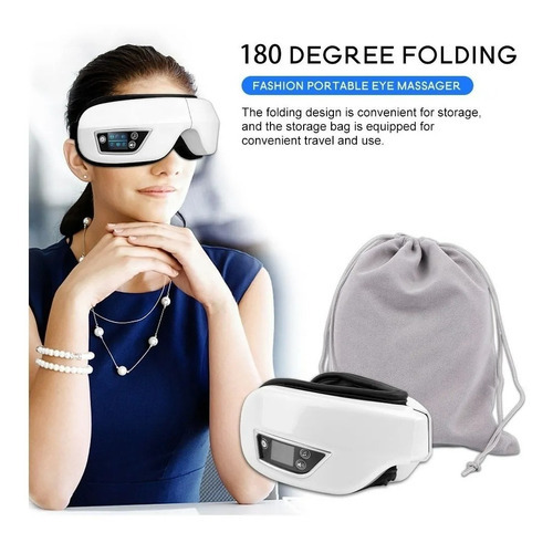 Gafas de masaje oculares circulares relajantes antioscuras con Bluetooth, color blanco