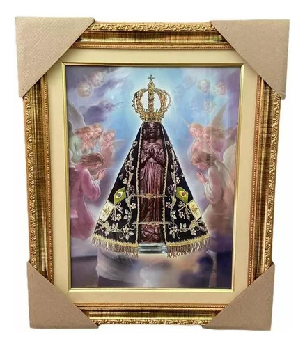 Quadro De Nossa Senhora Aparecida 42x52cm Resinado Cor Colorido Cor Da Armação Dourado