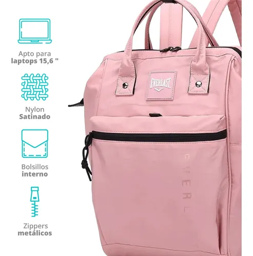 MOCHILA BOCA DE PEZ EVERLAST CON MONEDERO ROSA