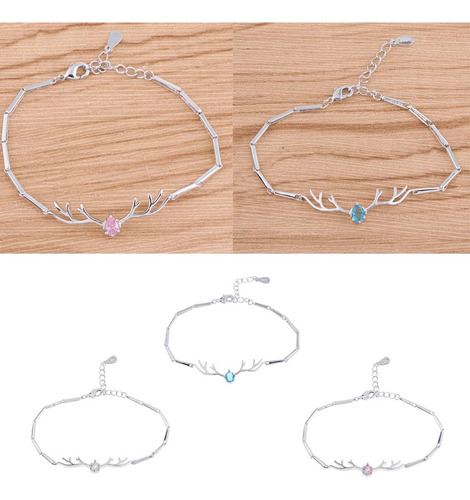Brazalete De Asta De Ciervo De Plata Brazalete De Azul