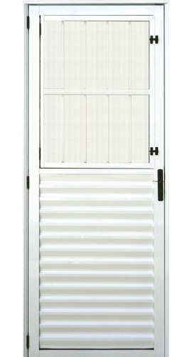Imagem 2 de 4 de Porta Com Postigo De Alumínio Branco 2,10 X 0,80 Direita