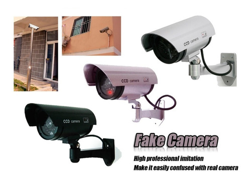 Imagen 2 de 8 de Camara Seguridad Vigilancia Falsa Aspecto Realista Luz Jta