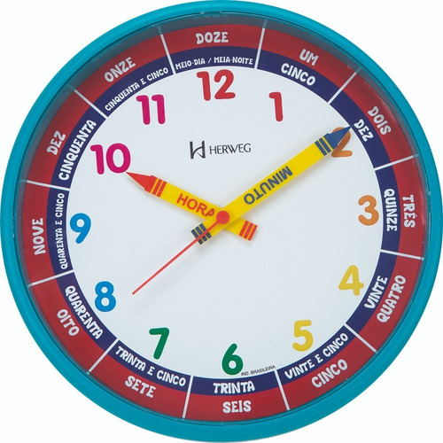 Relógio Parede 25cm Herweg Educativo Infantil 6690 Amarelo
