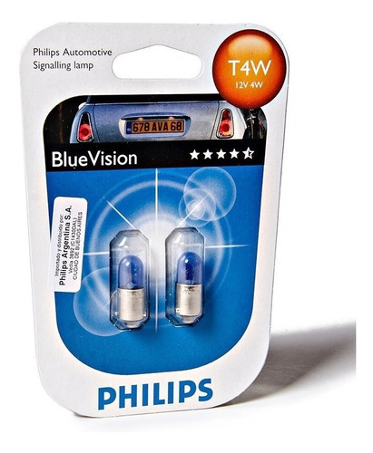 Lampara T4w 12v 4w Philips Blue Vision 12929bv Xenon Look X2