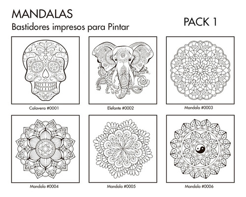 Bastidor Mandala Para Pintar 20x20 18 Unidades Acrílico Oleo