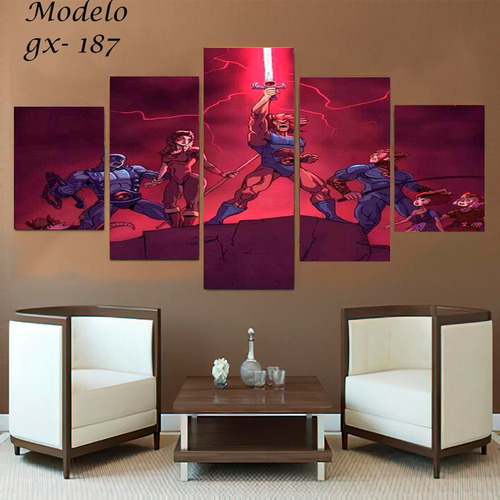 Cuadro 5 Piezas Sala Thundercats Colina 150x80cm