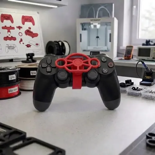 Mini Volante Controle Ps4 Playstation Jogos Corrida Vermelho