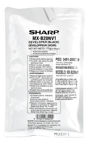 Sharp Revelador Mxb20nv1 / Mxb201d