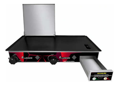 Chapa 60x30 Com Prensa + Acessórios Utéis Em Inox Industrial Cor Prateado