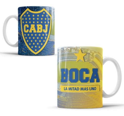 Taza Cerámica Futbol Boca Jrs. Con Caja De Regalo