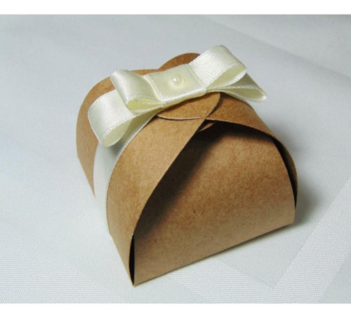 20 Caixinhas Para Bem Casados Em Papel Kraft 200g Com Laço