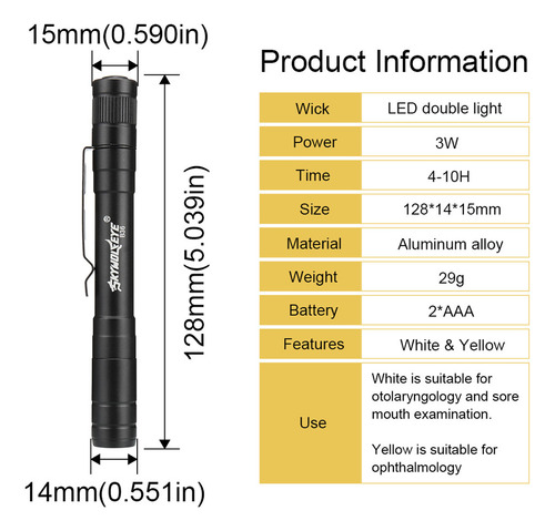 Mini Linterna Led K, Bolígrafo Portátil Con Pilas 7122