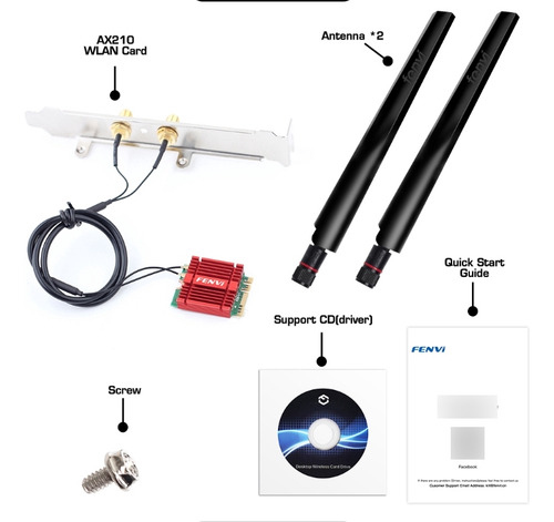 Tarjeta De Red Fenvi 802.11ax 2,4g/5ghz/6ghz Wifi 6e