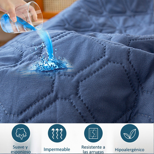2pcs Funda De Almohadas Impermeable Protector 50x92 Cm -king Color Azul