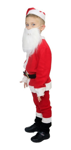 Disfraz Santa Claus Clasico Con Barba Blanca Niño