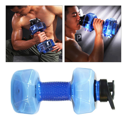 2 Botella De Agua Para Deportes Con Mancuernas, 1500ml Azul