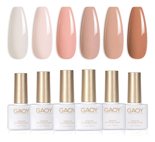 Gaoy - Juego De Esmaltes De Unas De Gel Rosa Nude, 6 Tonos N