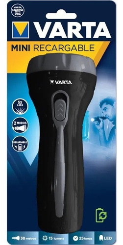 Linterna Led Recargable Varta De Bolsillo. Linterna Camping Color De La Linterna Negro Color De La Luz Blanco