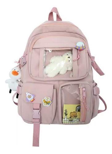 Mochila Kawaii Menina Pingente De Pelucia Con Accesorios Bon