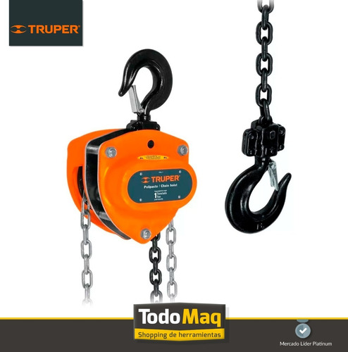 Imagen 3 de 8 de Aparejo Cadena Manual 1 Tn 3 Mts Truper 16824 Poliplasto