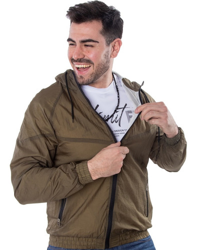 Imagen 3 de 9 de Campera Hombre Rompeviento Liso Fino Liviano Tela Avión