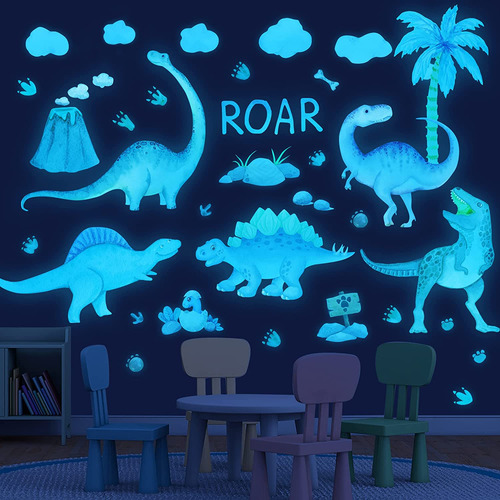 Calcomanias De Pared Dinosaurios Que Brillan En La Oscuridad