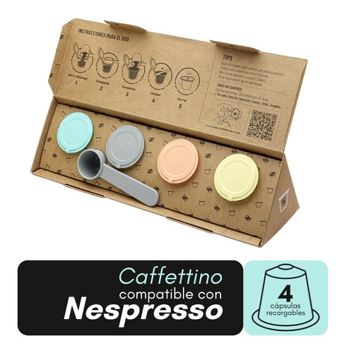 Imagen 1 de 9 de Nespresso 4 Capsulas Recargables Cafe Caffettino Ecologicas