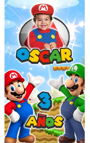 Video Invitación Digital Personali Mario Bros Animada C/foto