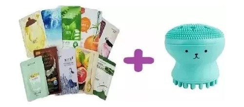 Kit 10 Mascarillas Coreanas + Cepillo Limpiador Facial Pulpo