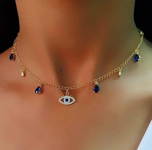 Collar Ojo Turco Plata 45cm