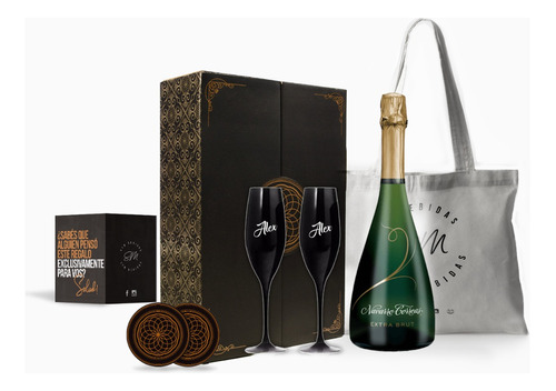 Box Regalo Navarro Extra Brut Copas Negras Grabadas