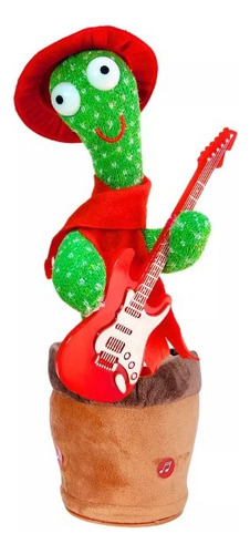Juguete Cactus Bailarín Con Música Baila Canta Y Repite Voz Gorro Rojo- Guitarra