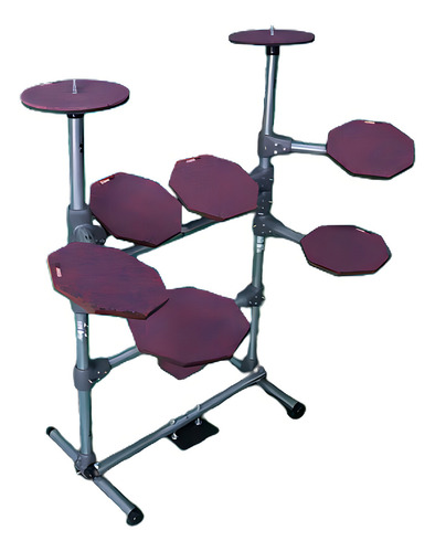 Bateria Praticável de Estudos Stroke Pads 9 Peças BAT04 c/ Par de Baquetas
