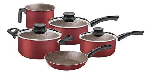 Jogo De Panelas Paris Texture 5 Peças Vermelho Tramontina