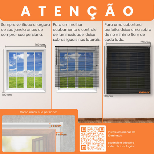Persiana Horizontal De Pvc- 1,60x1,30m Off Evolux - Branco E