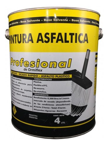 Pintura Asfaltica Ormiflex Profesional 10 Lts Secado Rapido