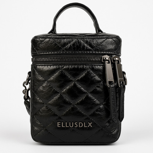 Bolsa Ellus Transversal Pequena Original Metalizada Moderna Preta Liso