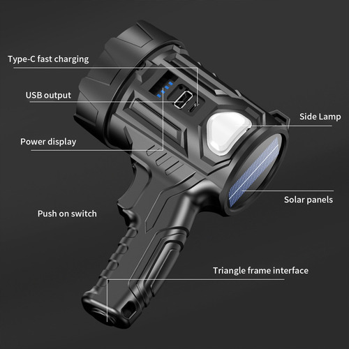 Linterna Grande De Mano Recargable Con Luces Led