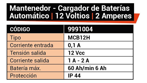 Imagen 2 de 6 de Mantenedor Cargador Baterias 12v 2amp Dowen Pagio 9991004