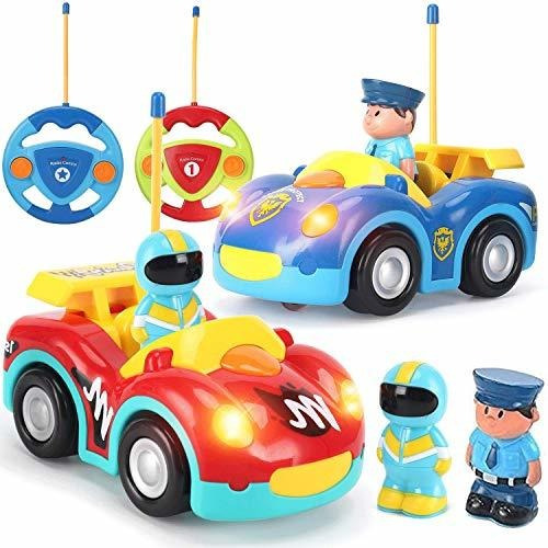 Liberty Imports 2 Unidades Rc Cartoon Police Car Y Race Car 