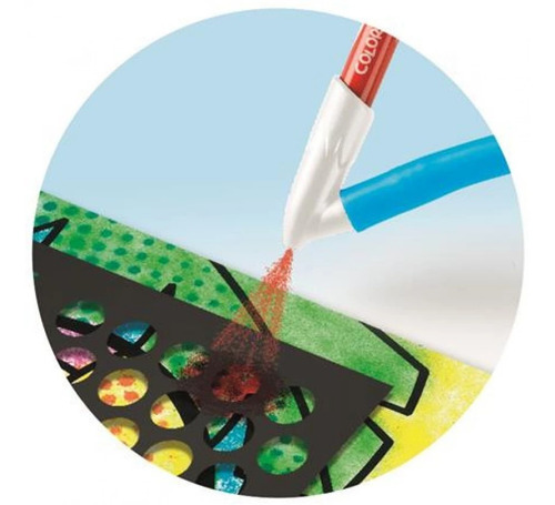 Imagen 6 de 9 de Set Arte Marcadores Y Aerografo Sopla Stencil 846710 Maped E