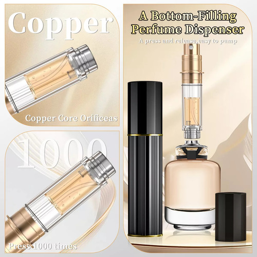 Mini Atomizador para Perfume, Atomizador Recargable Botella Perfume Viaje Portátil para Mujer y Hombre, Capsula Viaje, con Funda y Adaptadors