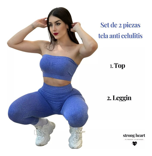 Top Bralette+ Leggin Push Up (color Azul Marino, Tela Suave)