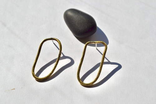 Imagen 5 de 9 de Aros Organicos Dorados, Bronce Y Plata, Minimalista, Regalo