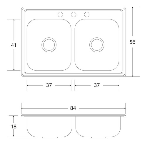 Imagen 5 de 10 de Fregadero Cocina Empotrar 2 Tinas 84x56x18 Eb C110