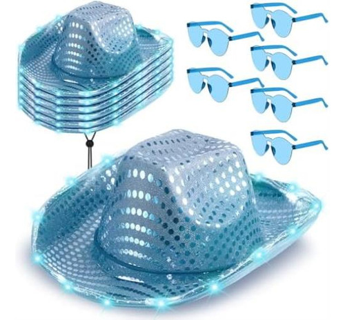 Zhanmai Juego 6 Sombreros Vaquero Con Luz Led, Sombrero Con